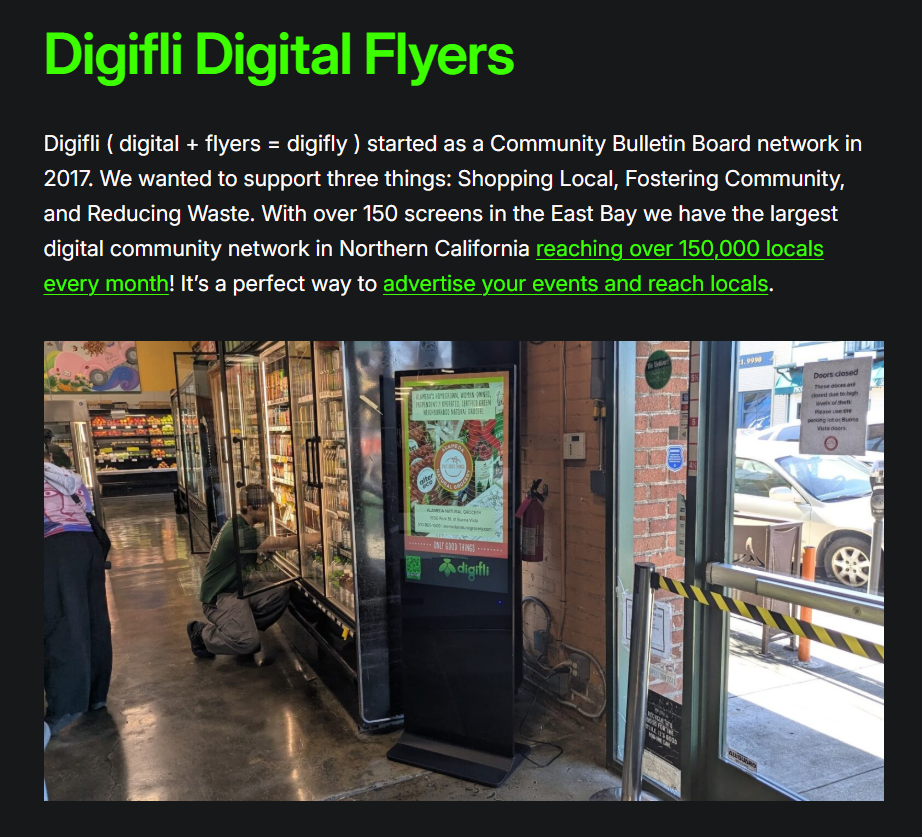 Digifli community bulletin boards website case study screenshot two